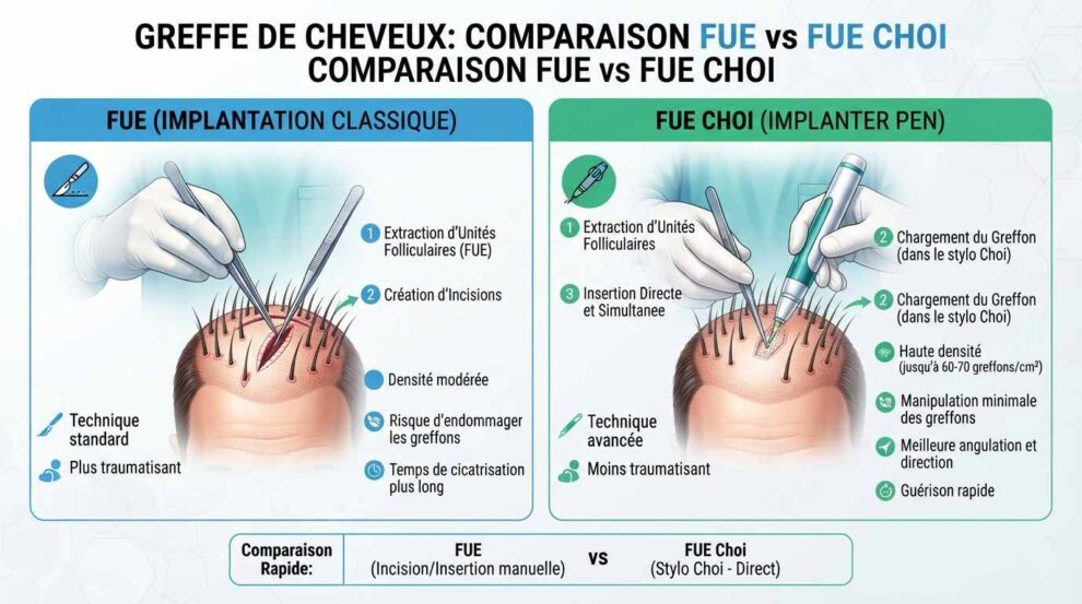 Greffe FUE et CHOI Est-ce le même chirurgien